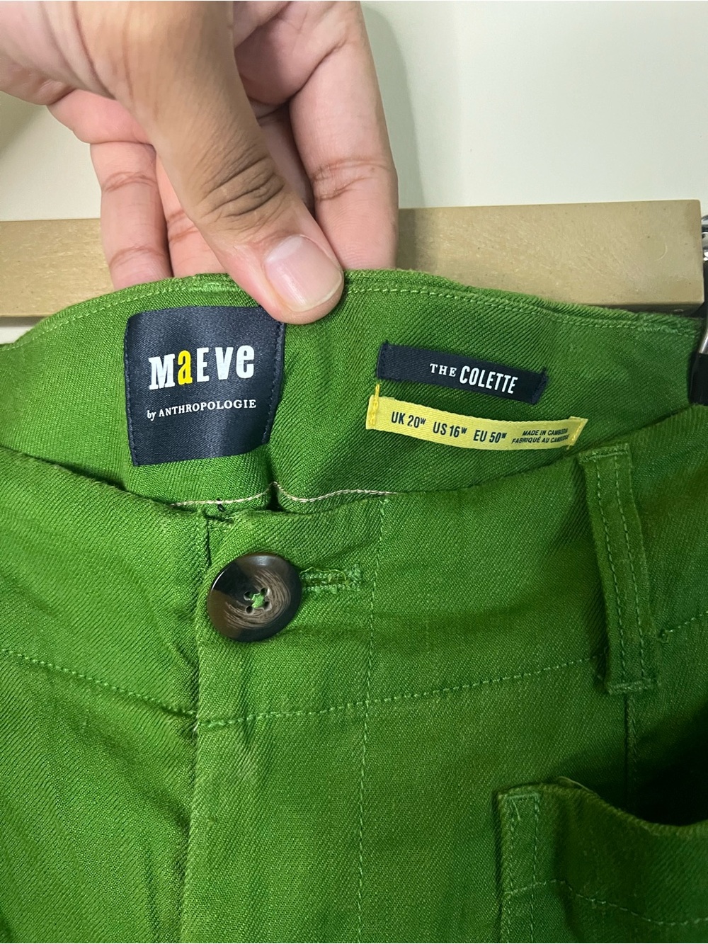 Anthropologie By Maeve The Colette Linens Crop Wide-Leg Green Pants Size 16 - Picture 2 of 13